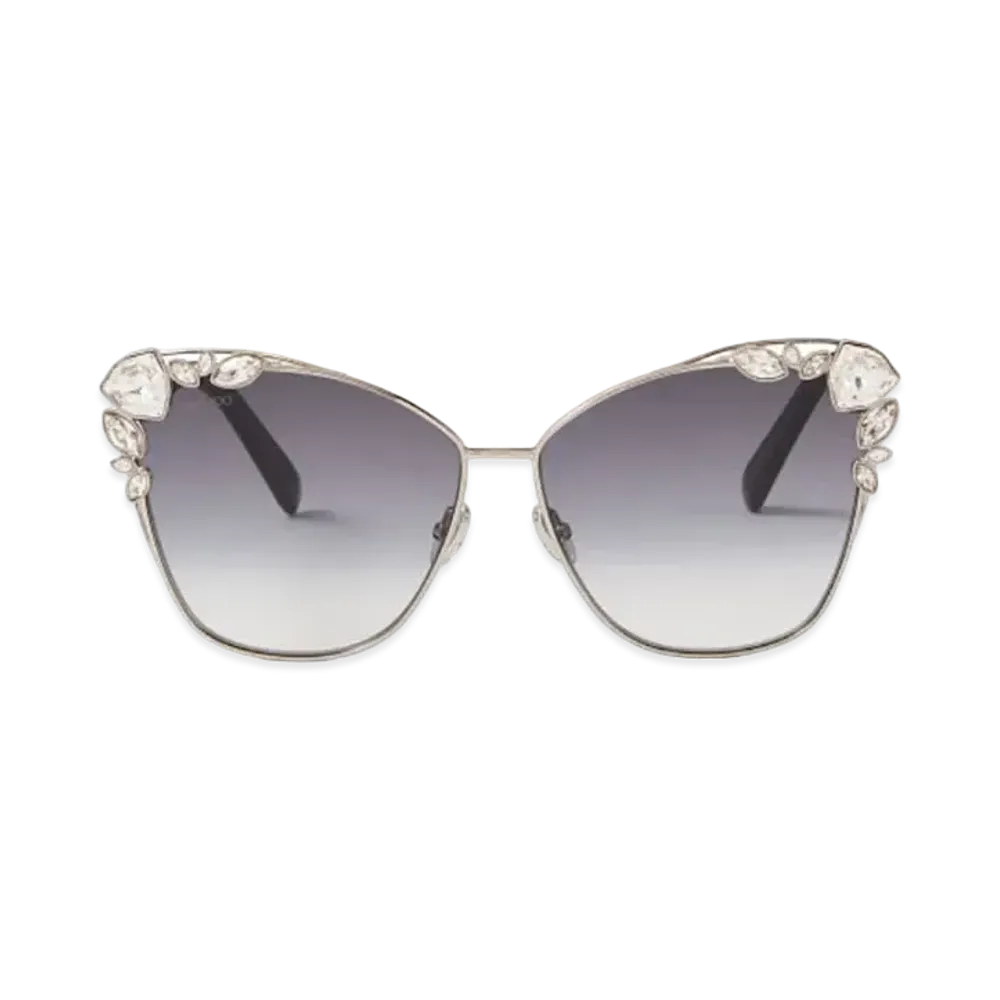 Jimmy Choo Kyla Cat Eye Sunglasses With Swarovski Crystals "Silver"