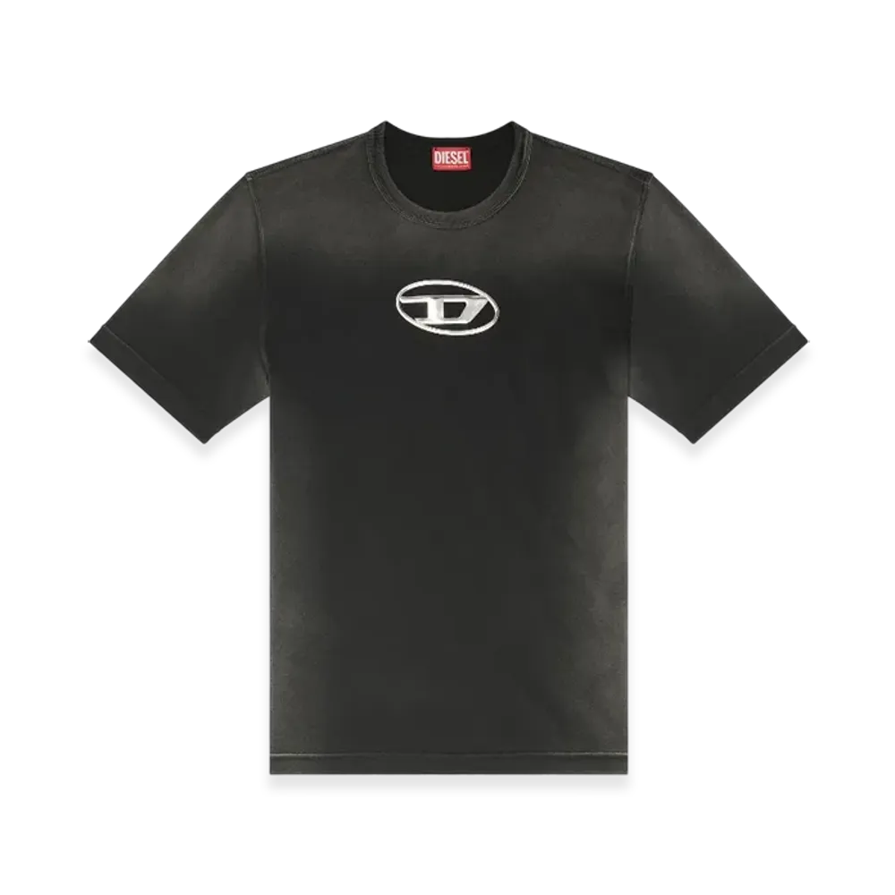 Diesel T-Adjust-Q8 Faded T-Shirt With Cut-Out Oval D Logo "Black"