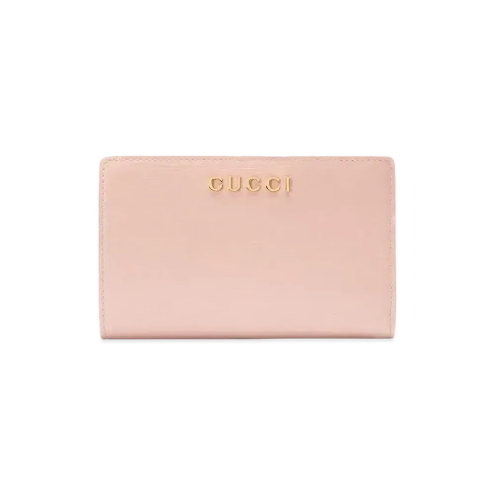 GUCCI Zip Around Wallet With Gucci Script "Pink"