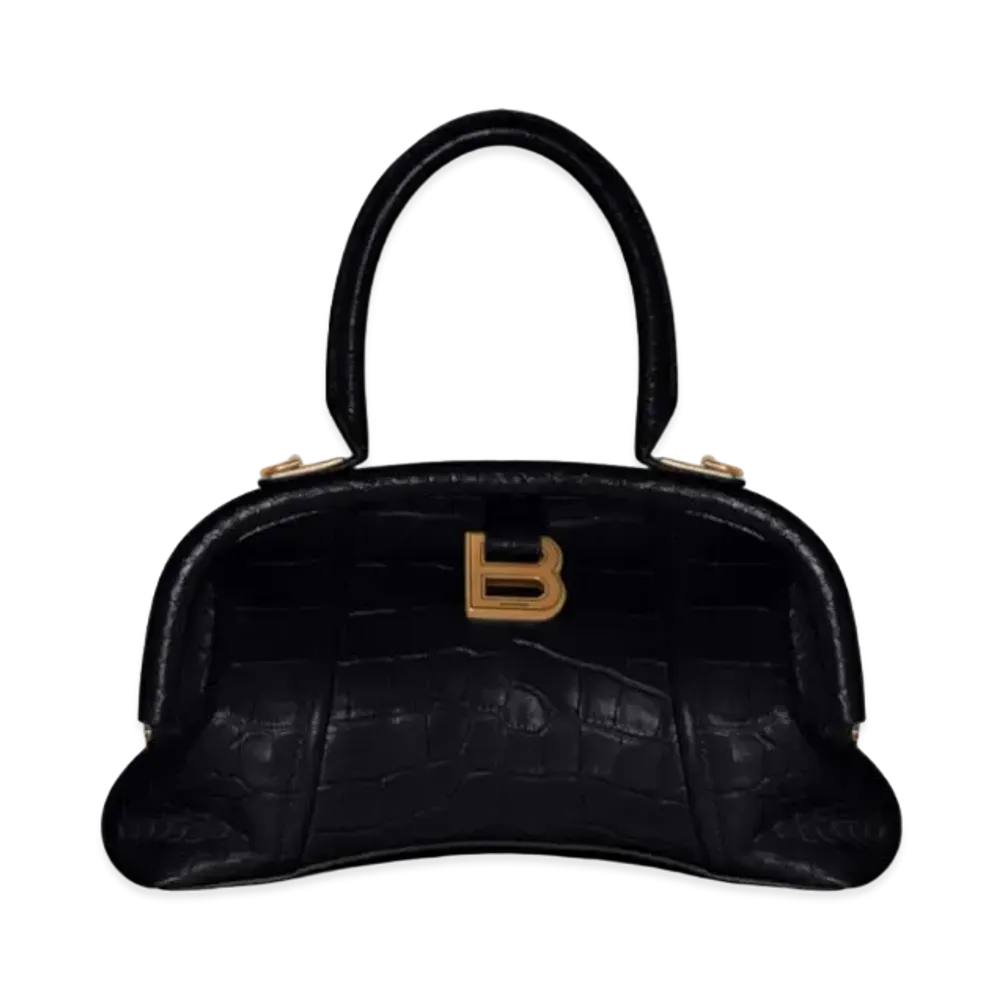 BALENCIAGA Editor Small Bag In Extra Supple Crocodile Embossed Calfskin "Black"
