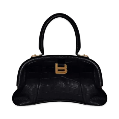 BALENCIAGA Editor Small Bag In Extra Supple Crocodile Embossed Calfskin "Black"