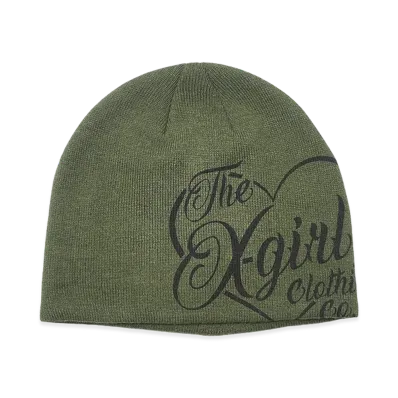 X-Girl Women's Heart Script Logo Beanie "Olive"