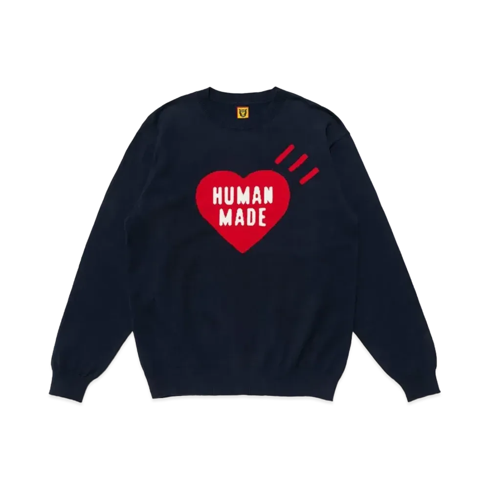HUMAN MADE HEART KNIT L/S "Navy"