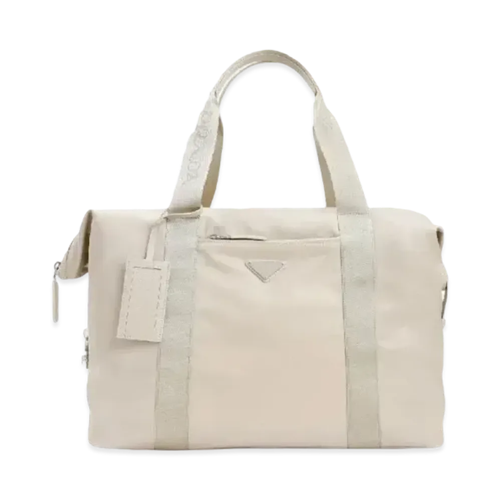 PRADA Re Nylon And Saffiano Leather Duffle Bag Desert Beige
