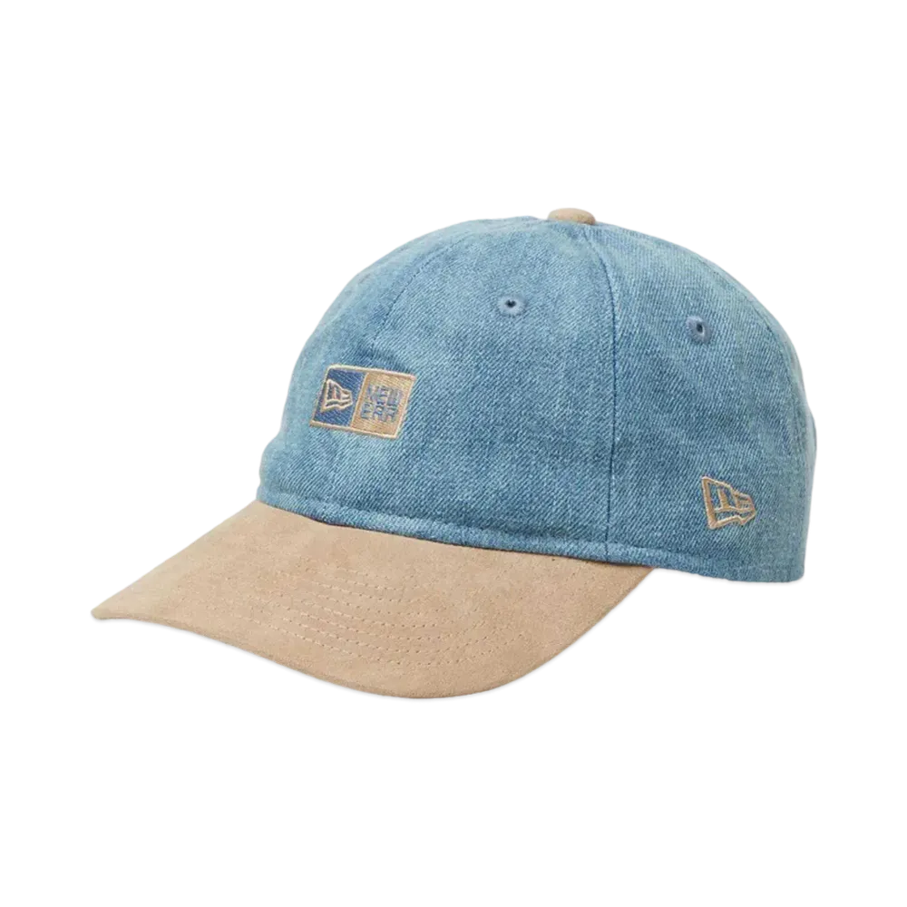 NEW ERA Youth 9Twenty MLB Denim 2-Tone Box Logo Suede Visor "Washed Denim/Khaki"