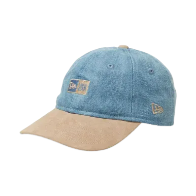 NEW ERA Youth 9Twenty MLB Denim 2-Tone Box Logo Suede Visor "Washed Denim/Khaki"