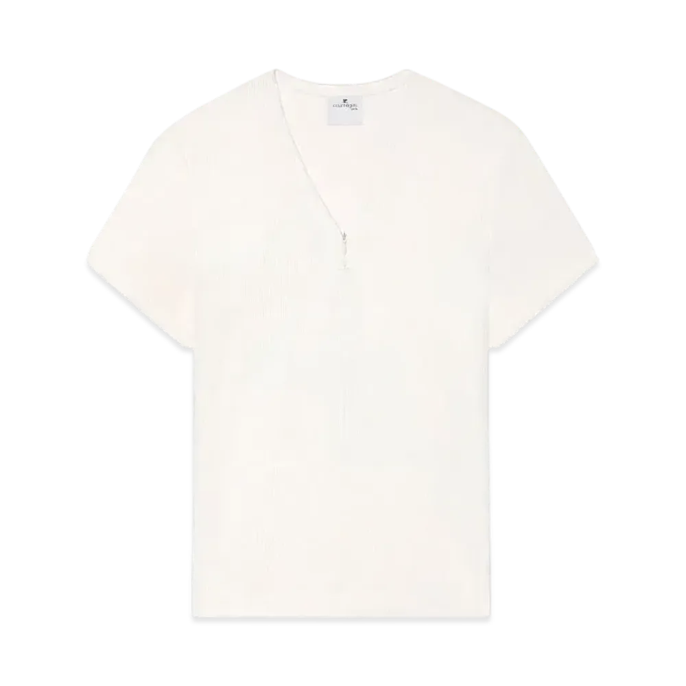 Courreges Zipped 90'S Rib T-Shirt "Heritage White"