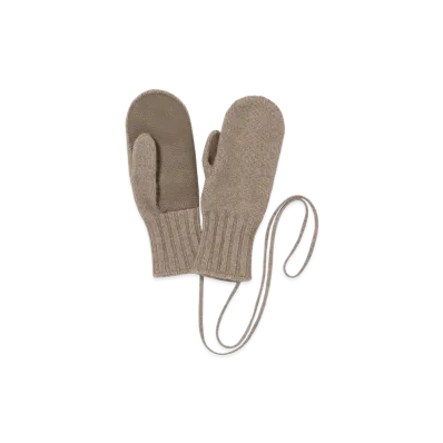 AURALEE Baby Cashmere Knit Mittens "Natural Brown"
