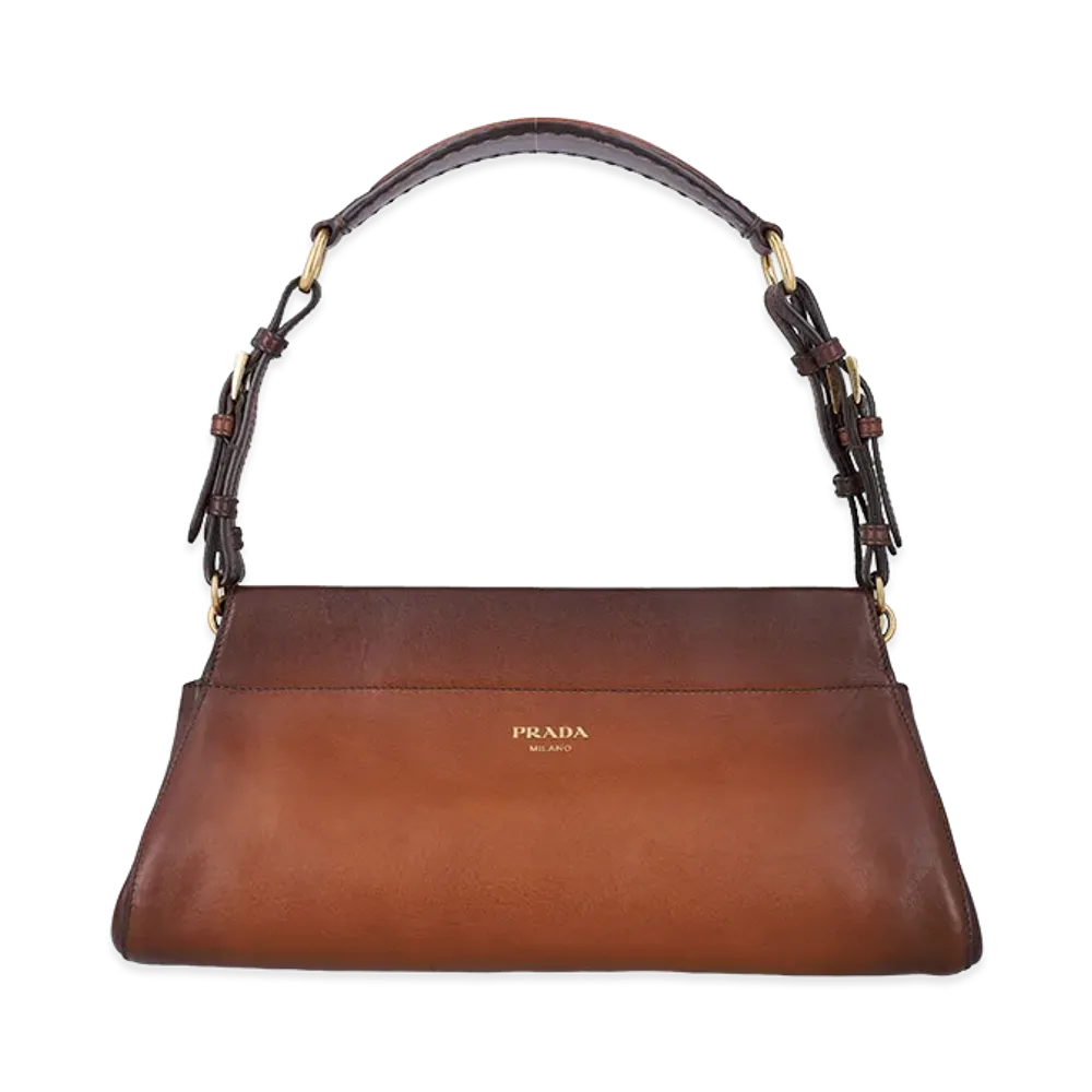 PRADA Women's Leather Medium Enchaanac Shoulder Bag "Brown"