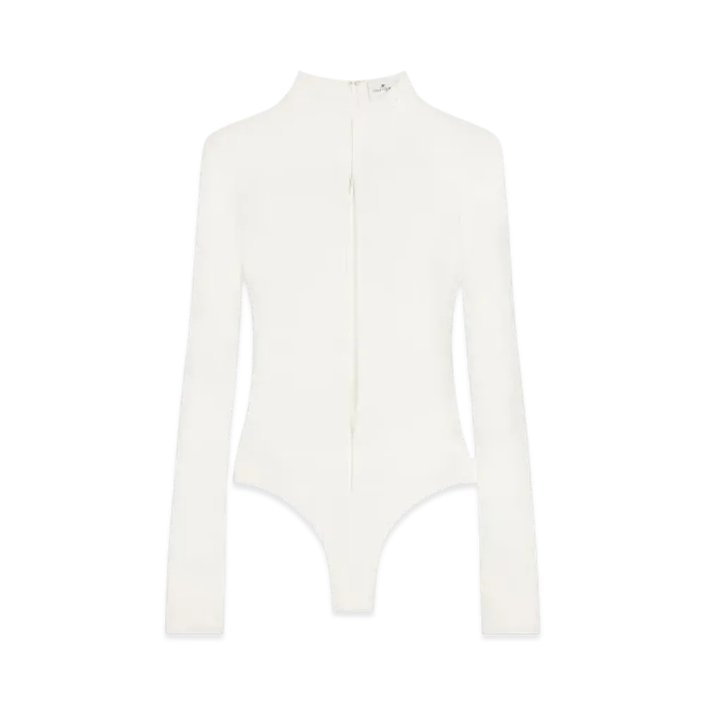 Courreges Drop Volcano Jersey Bodysuit "Heritage White"