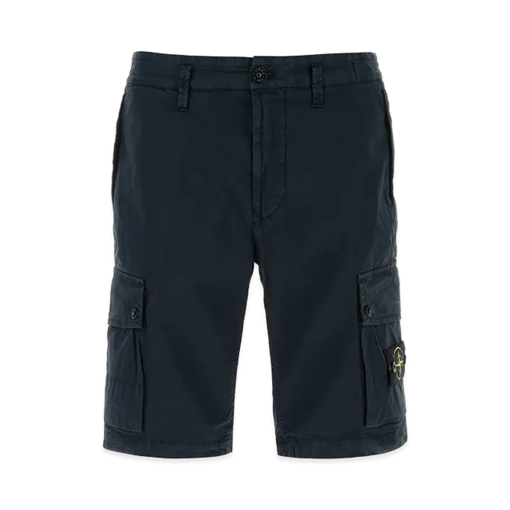 Stone Island Navy Blue Stretch Cotton Bermuda Shorts "Blue"