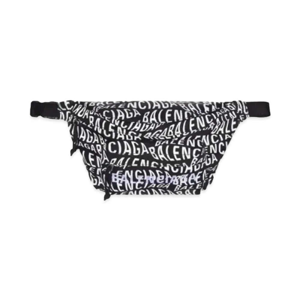 BALENCIAGA Wavy Brand Logo Wheel Belt Bag "Black"