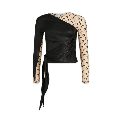 Marine Serre Regenerated Jersey Draped Top "Tan Moon"