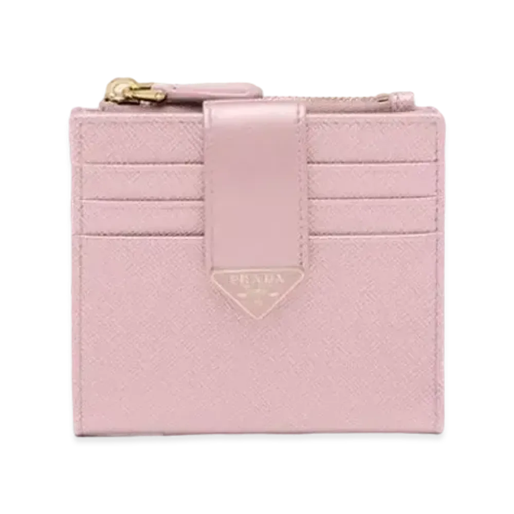 PRADA Small Saffiano and Leather Wallet "Pink"