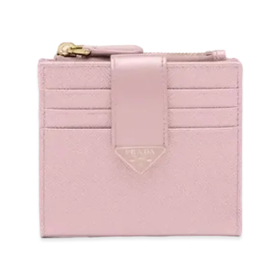 PRADA Small Saffiano and Leather Wallet "Pink"