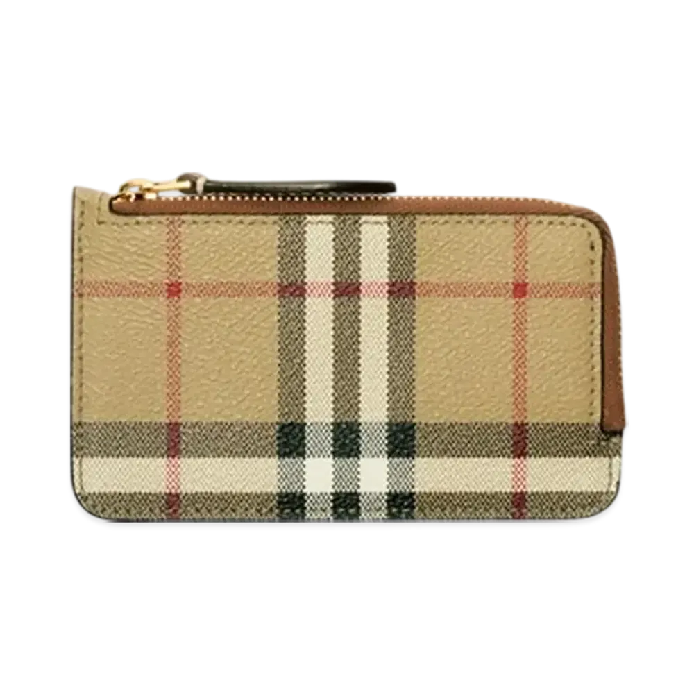 Burberry Check Zip Card Case "Archive Beige/Briar Brown"