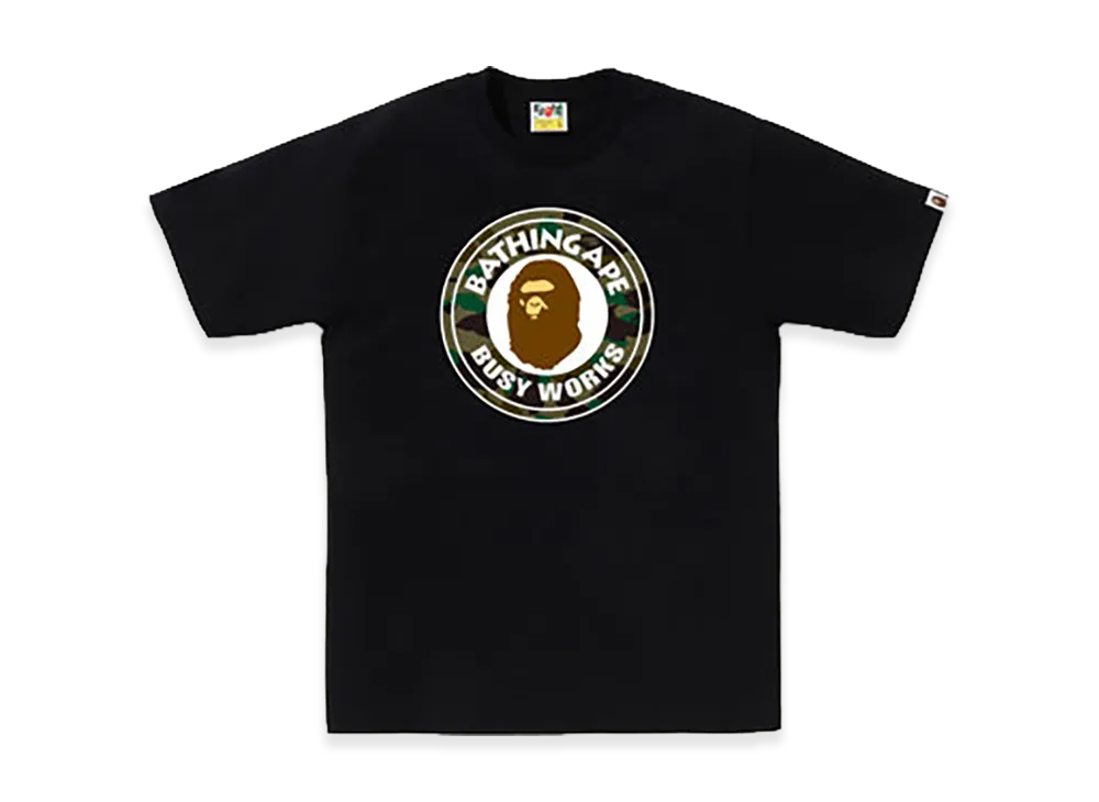 A BATHING APE 1ST Camo Busy Works Tee "Black/Green"