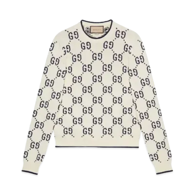 GUCCI GG Cotton Knit Sweatshirt "Ivory/Black"