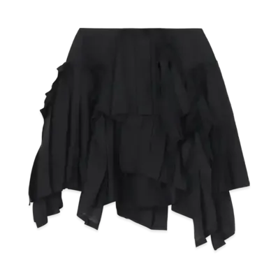 Yohji Yamamoto Cellulose/Ra Twill Pleated Short Skirt "Black"