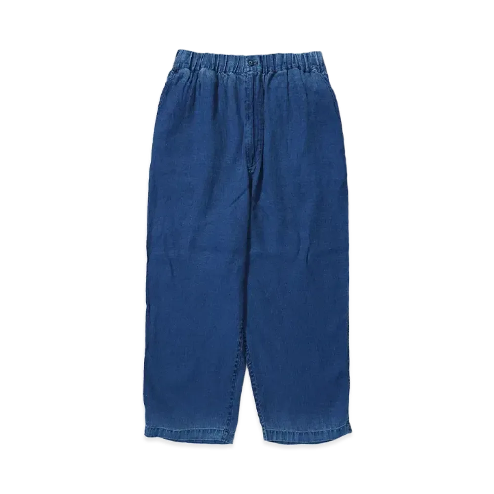 PORTER CLASSIC INDIGO LINEN EASY PANTS "BLUE"