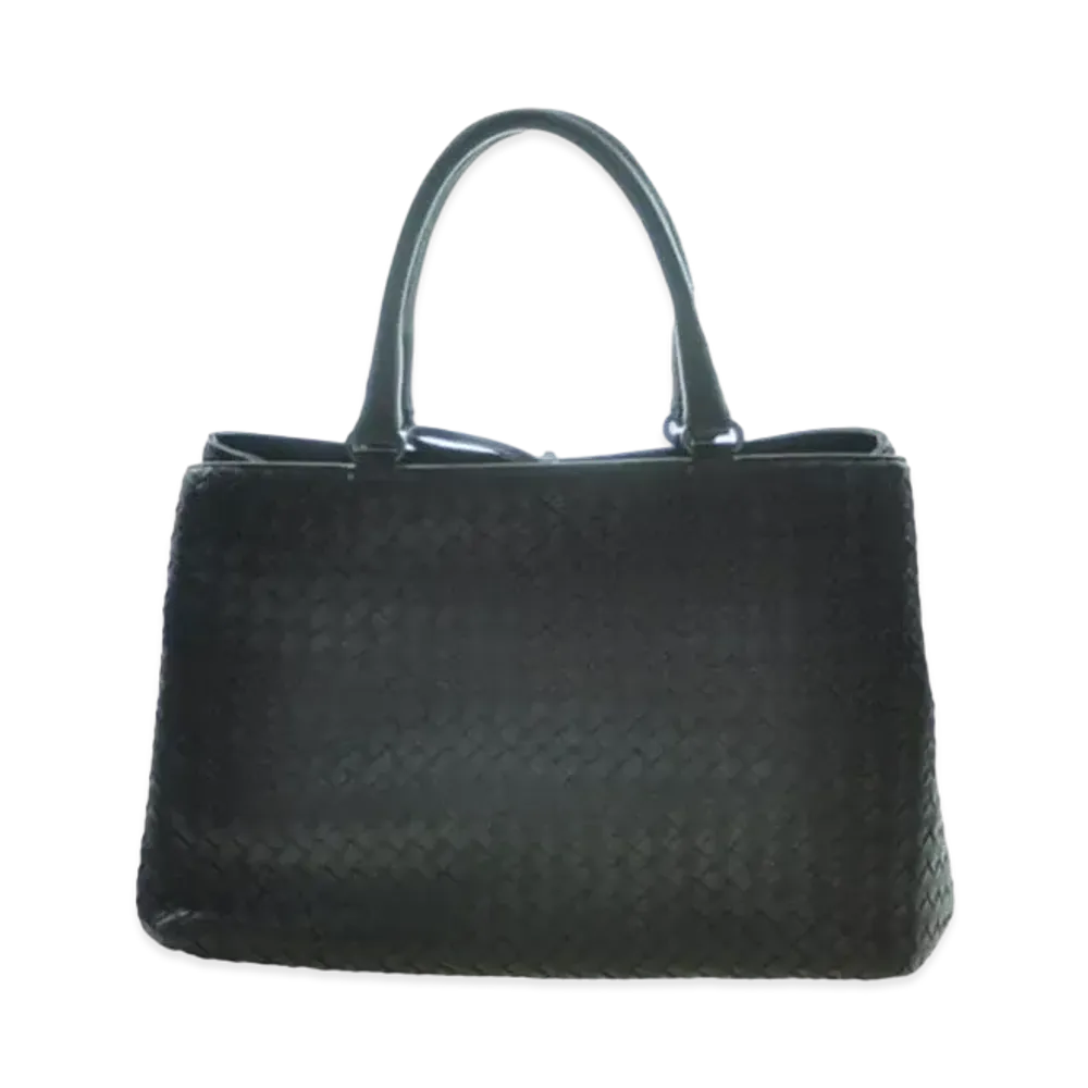 Bottega Veneta Lambskin Hand Bag "Dark Brown"