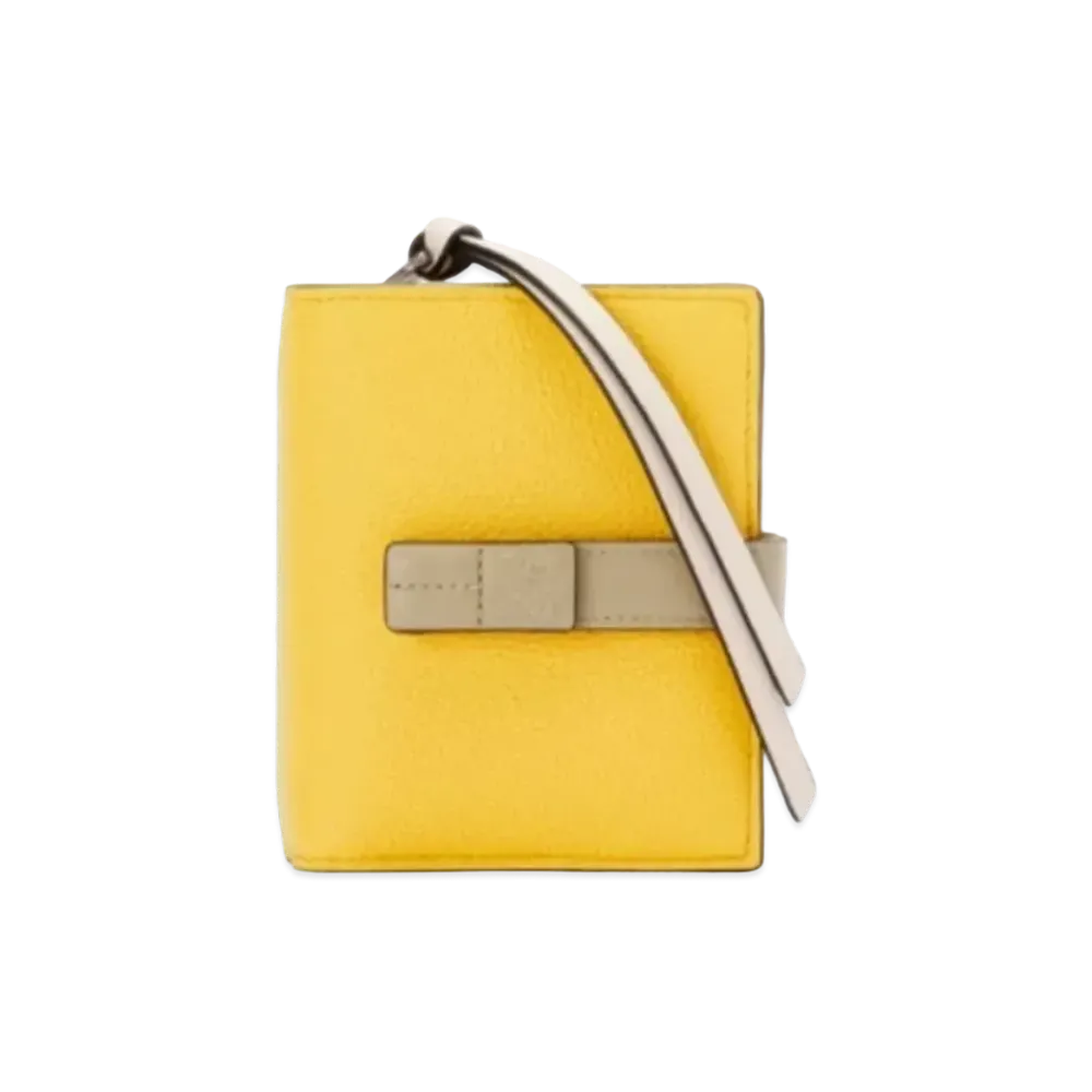 LOEWE Compact Zip Wallet Soft Grain Calf "Yellow/Clay Green"