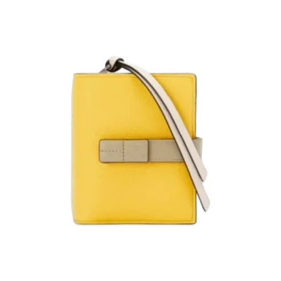 LOEWE Compact Zip Wallet Soft Grain Calf "Yellow/Clay Green"