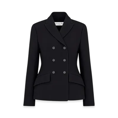 Dior Women's V06 Fitted Jacket Double Breasted Wool Silk "Black"