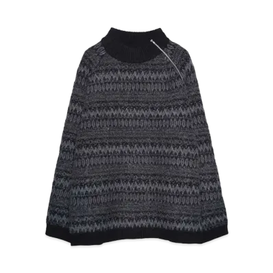 White Mountaineering NORDIC PATTERN ZIP PULLOVER "BLACK"