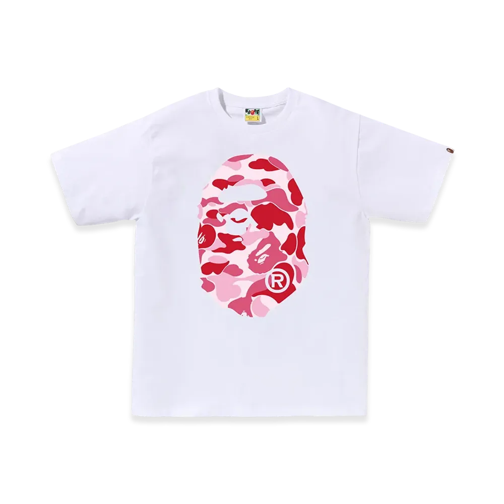 A BATHING APE Abc Camo Big Ape Head Tee "White/Pink"