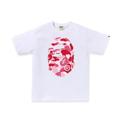A BATHING APE Abc Camo Big Ape Head Tee "White/Pink"