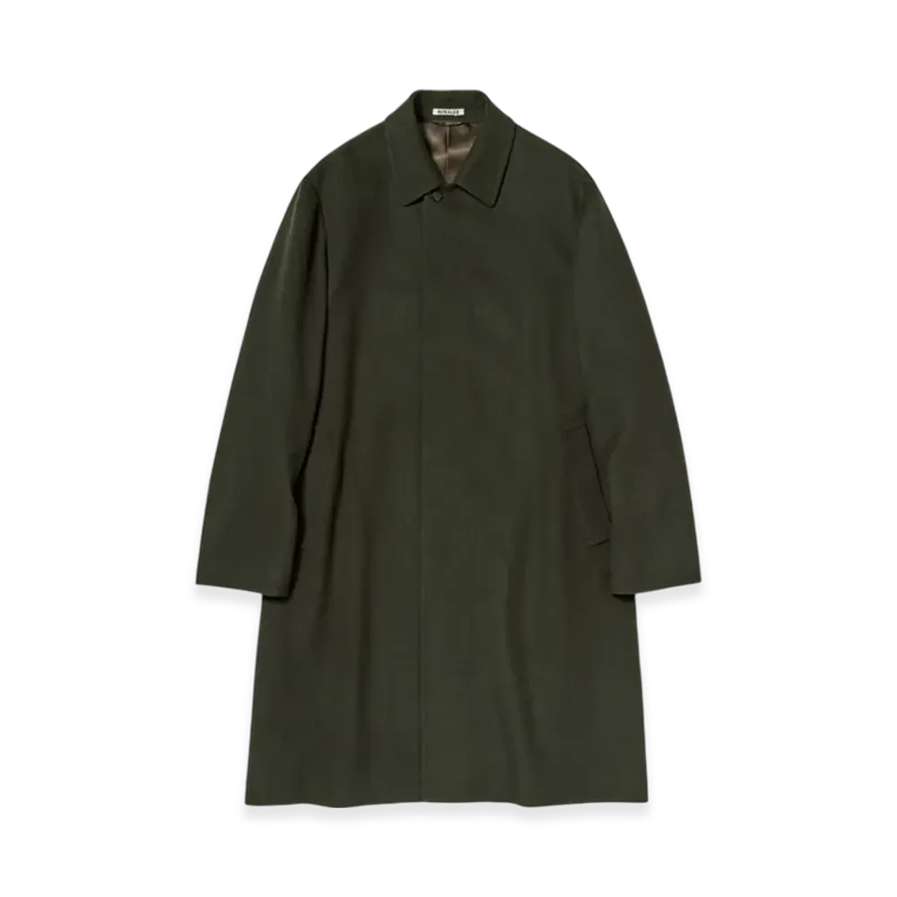 AURALEE Baby Camel Flannel Coat "Dark Olive"
