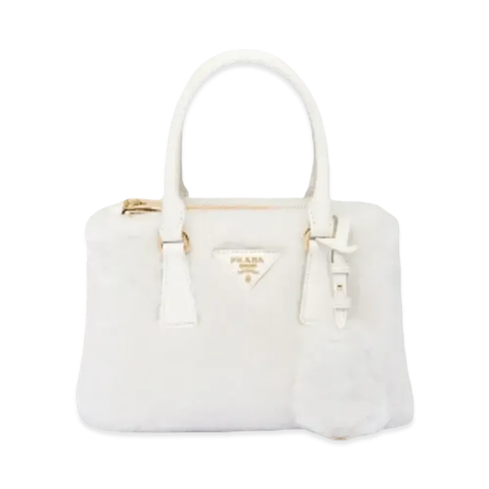 PRADA Galleria Shearling Mini Bag "White"