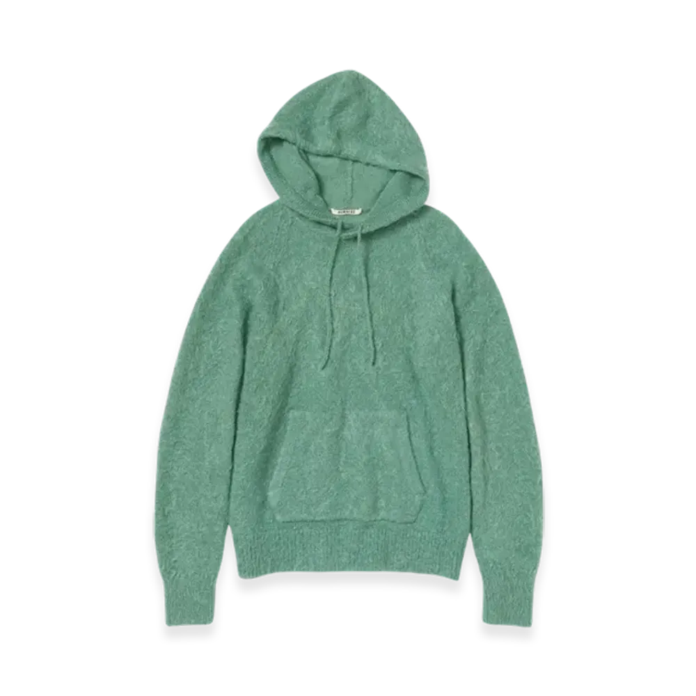 AURALEE Brushed Super Kid Mohair Knit P/O Parka "Jade Green"