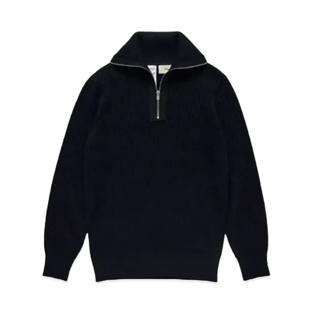 JJJJound S.N.S. Quarter Zip with Forearm Panels "Navy"