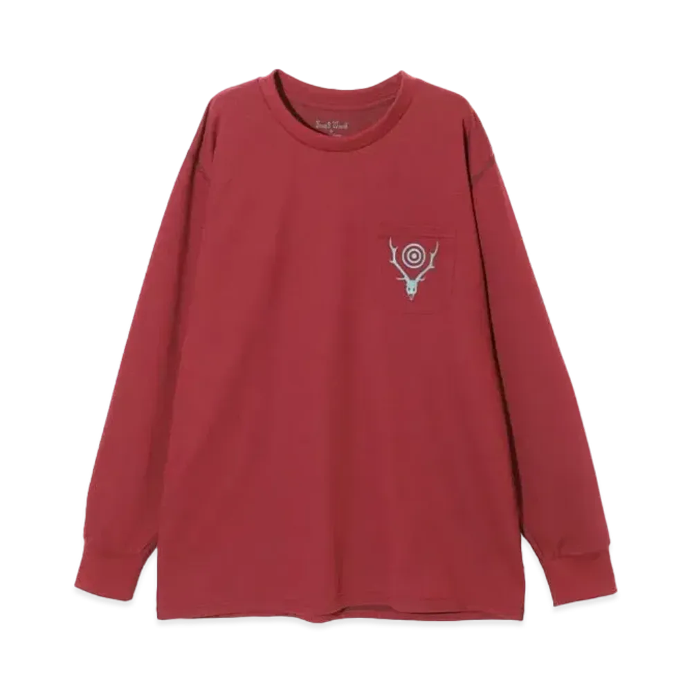 SOUTH2 WEST8 L/S Round Pocket Tee "Red"