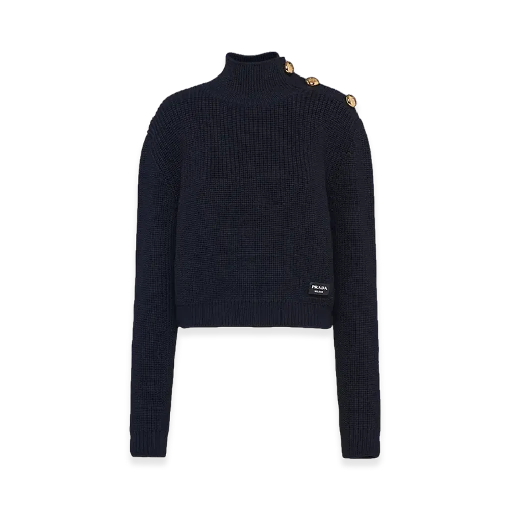 PRADA Women's Wool Turtleneck Sweater "Navy"