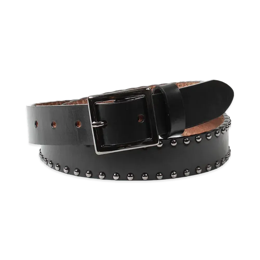 WACKO MARIA x WOLF'S HEAD Studs Leather Belt "Black"