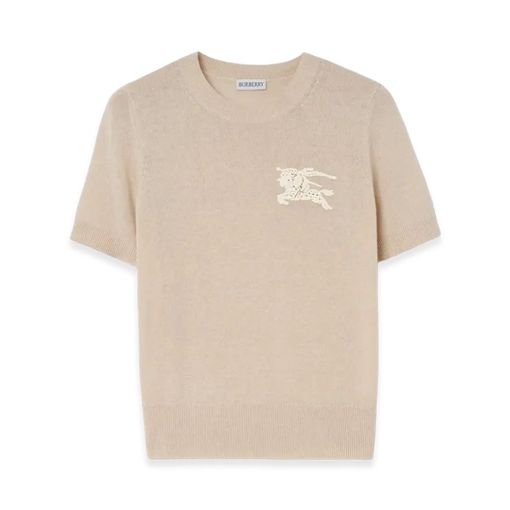 Burberry Women's EKD Wool Cotton Top "Easel Beige"