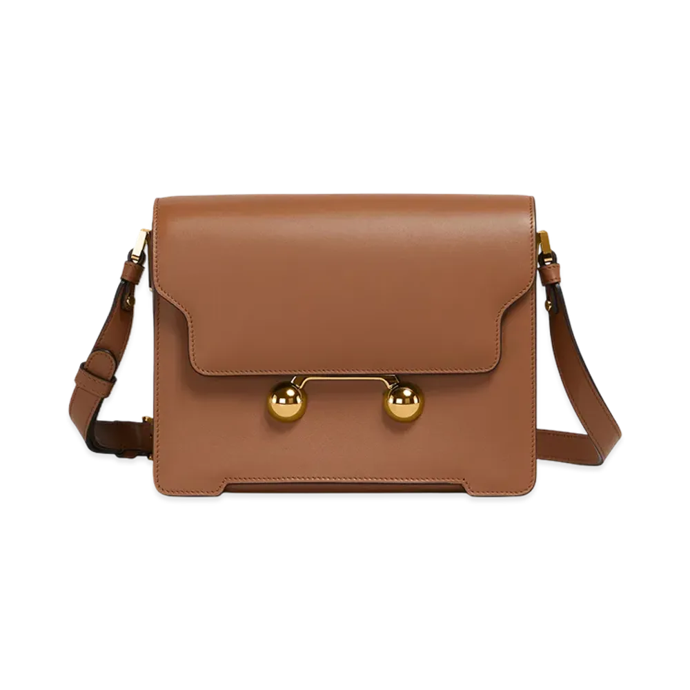 MARNI Trunkaroo Medium Shoulder Bag in Leather "Cinnamon"