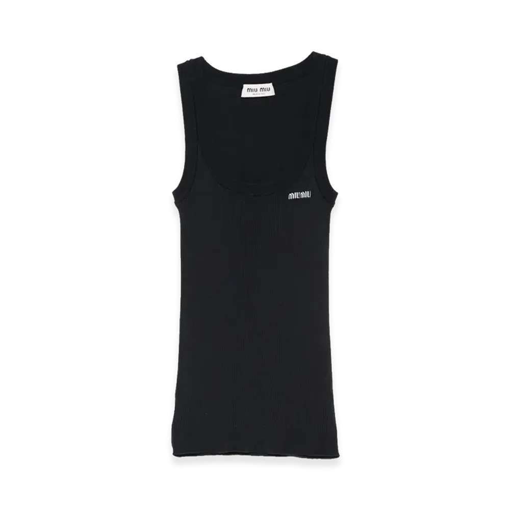 MIU MIU Women's Cotton Tank Top "Midnight Blue"