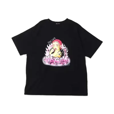 atmos pink x Riehata Graphic Big T "Black"