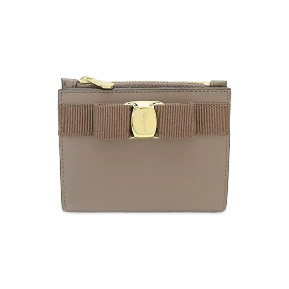 Salvatore Ferragamo Vara Bow Compact Wallet "Caraway Seed"