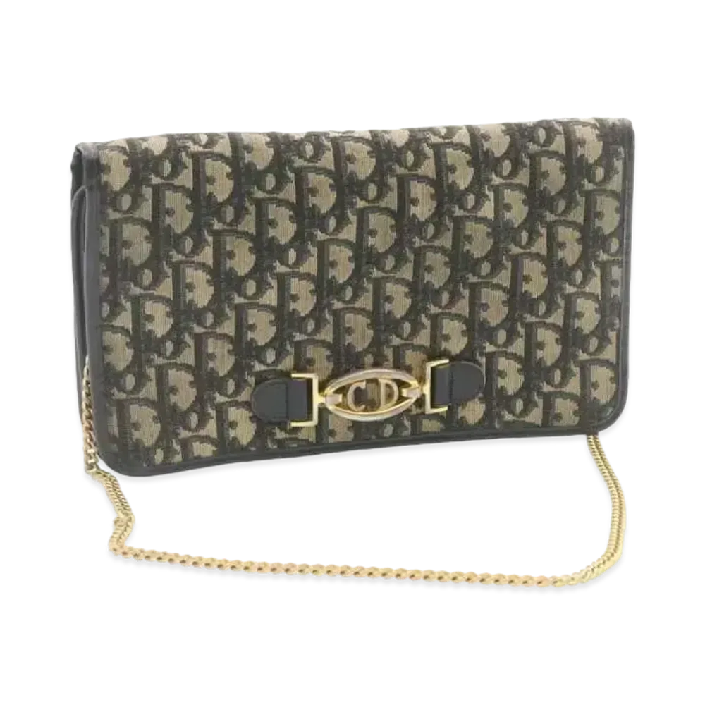 Dior Trotter Canvas Shoulder Bag "Navy"