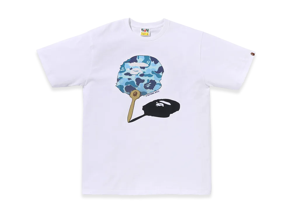 A BATHING APE ABC Camo Japanese Fan Ape Head Tee "White/Blue"