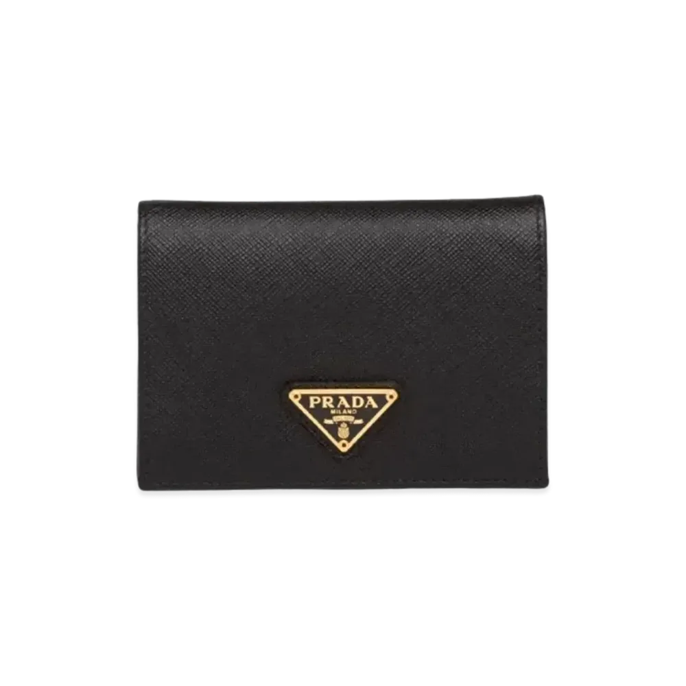 PRADA Saffiano Leather Triangle Logo Wallet "Black"