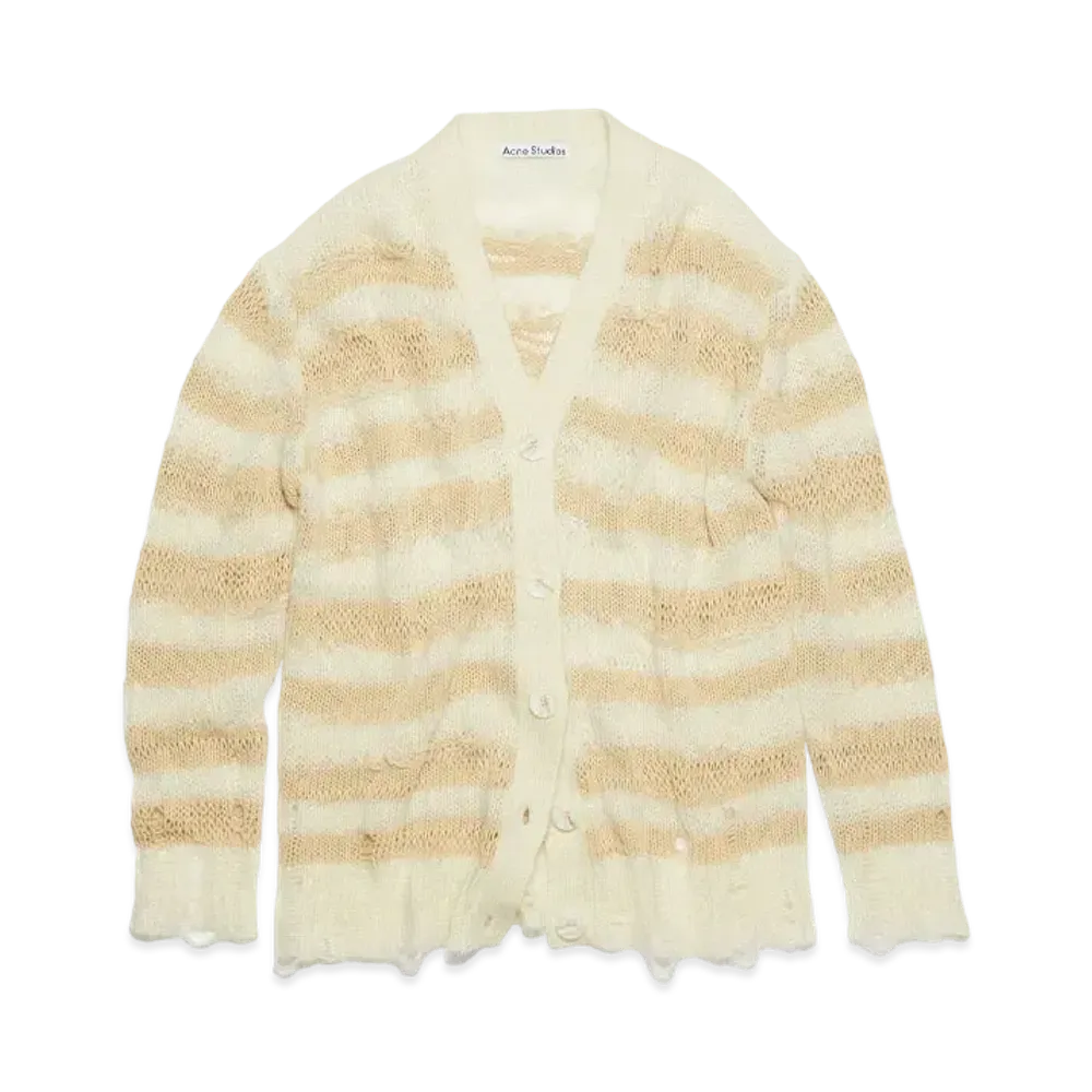 Acne Studios Distressed Stripe Cardigan "Off White/Ecru"