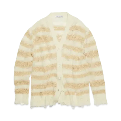 Acne Studios Distressed Stripe Cardigan "Off White/Ecru"