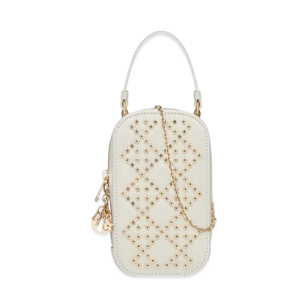 Dior Lady Phone Holder Cannage Lambskin with Star Motif "Latte"