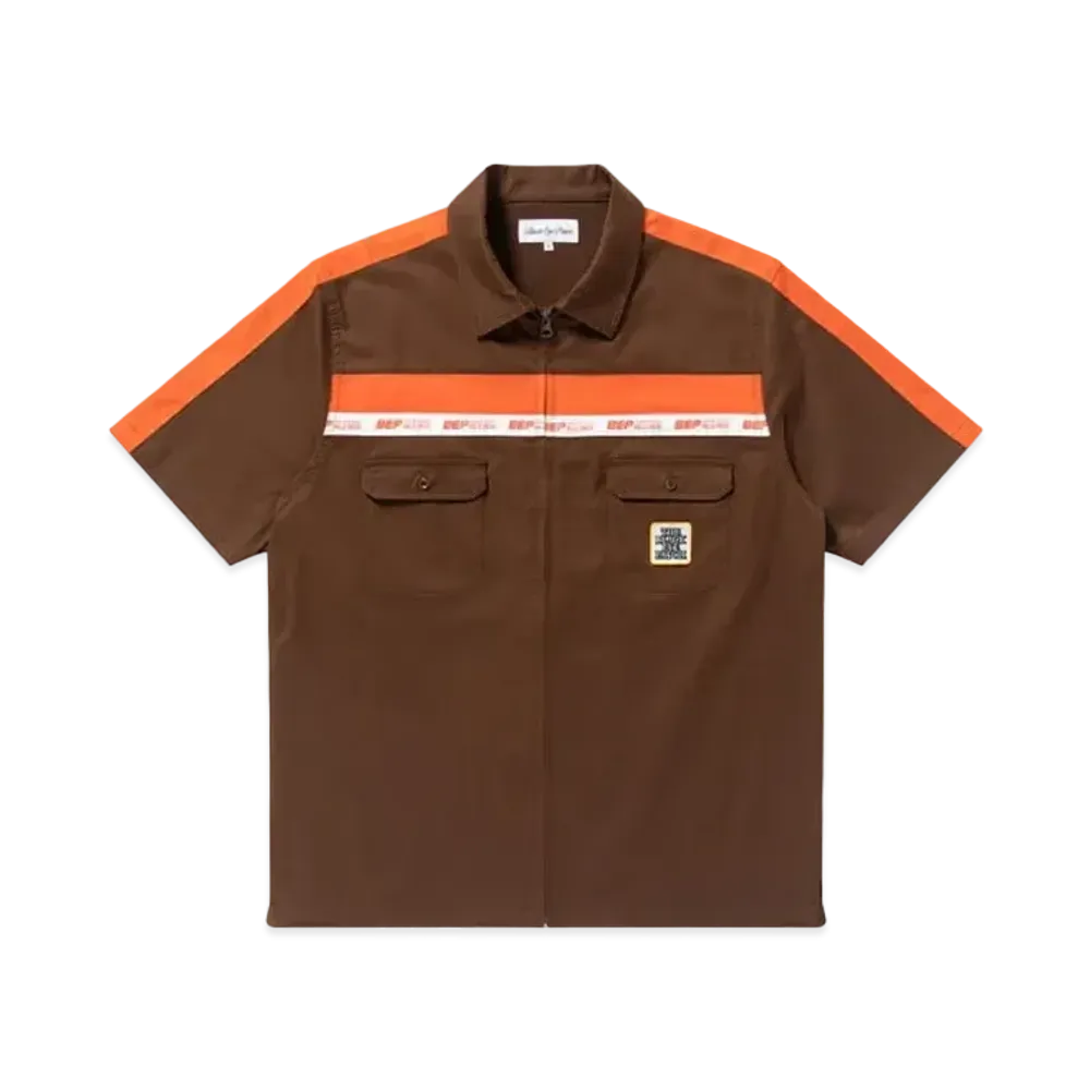 Black Eye Patch Genuine Product Racing Work Shirt "Brown"